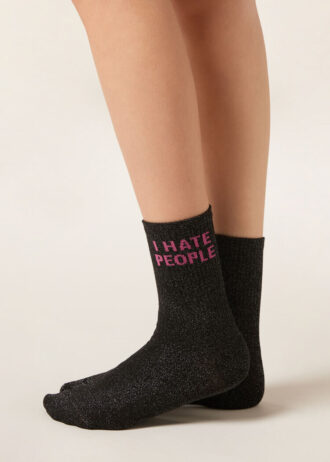 Glitzer-Socken mit Schriftzug