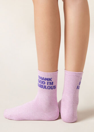 Glitzer-Socken mit Schriftzug