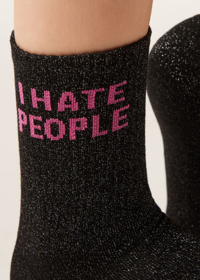 Glitzer-Socken mit Schriftzug