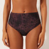 High-Waist-Bikinihose mit dunklem Animal-Print