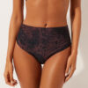 High-Waist-Bikinihose mit dunklem Animal-Print