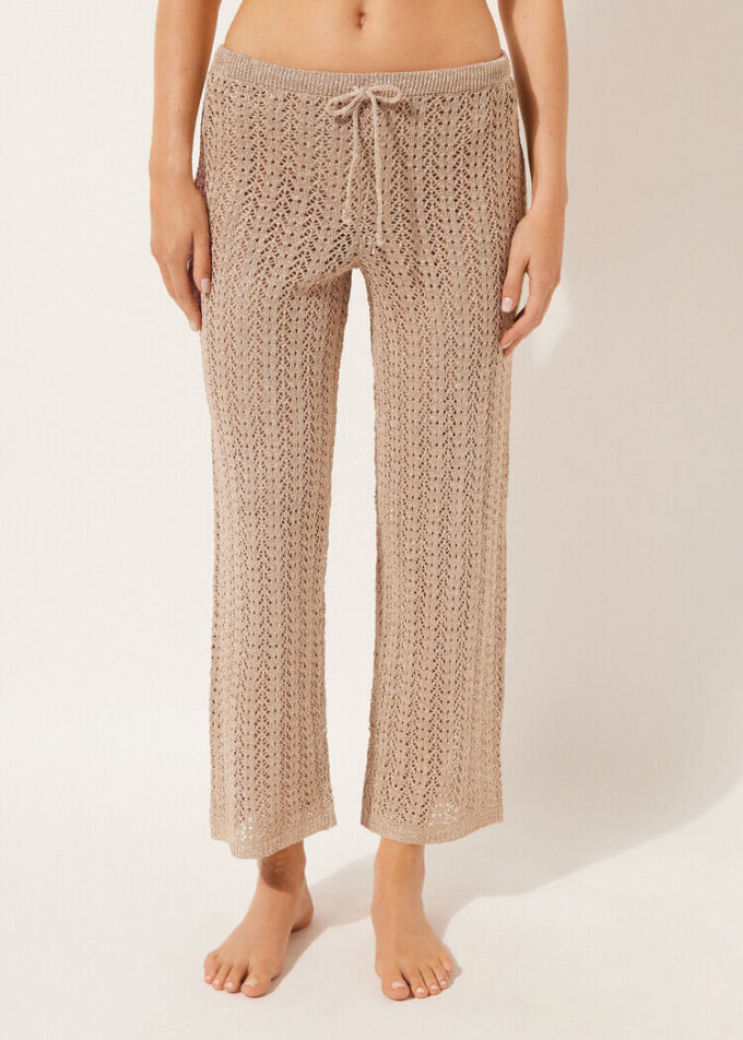 Lange gehäkelte Lamé-Hose