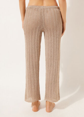 Lange gehäkelte Lamé-Hose