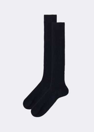 Lange Herrensocken aus Lisle-Garn mit Rippmuster