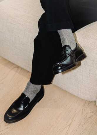 Lange Herrensocken aus Lisle-Garn mit Rippmuster