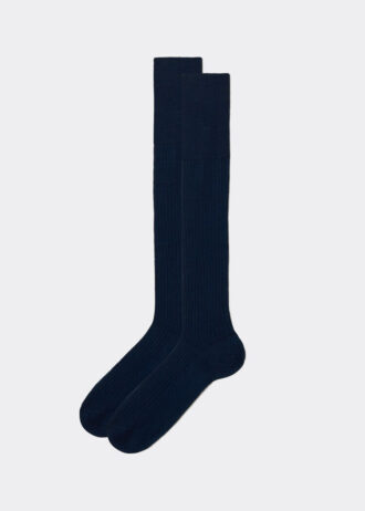 Lange Herrensocken aus Lisle-Garn mit Rippmuster