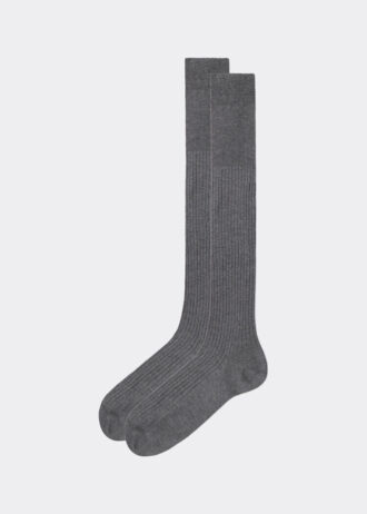 Lange Herrensocken aus Lisle-Garn mit Rippmuster