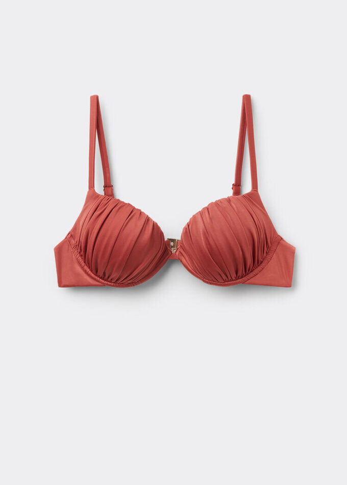 Push-up-Bikinioberteil aus glänzendem Satin