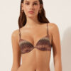Push-up-Bikinioberteil mit goldenem Chevron-Muster