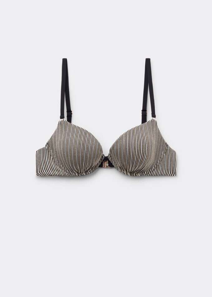 Push-up-Bikinioberteil mit goldenen Streifen