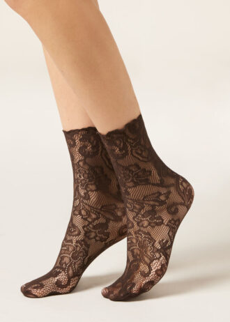Socken mit Blumen-Spitzenmuster