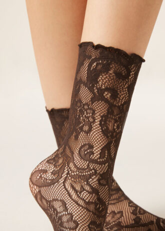 Socken mit Blumen-Spitzenmuster