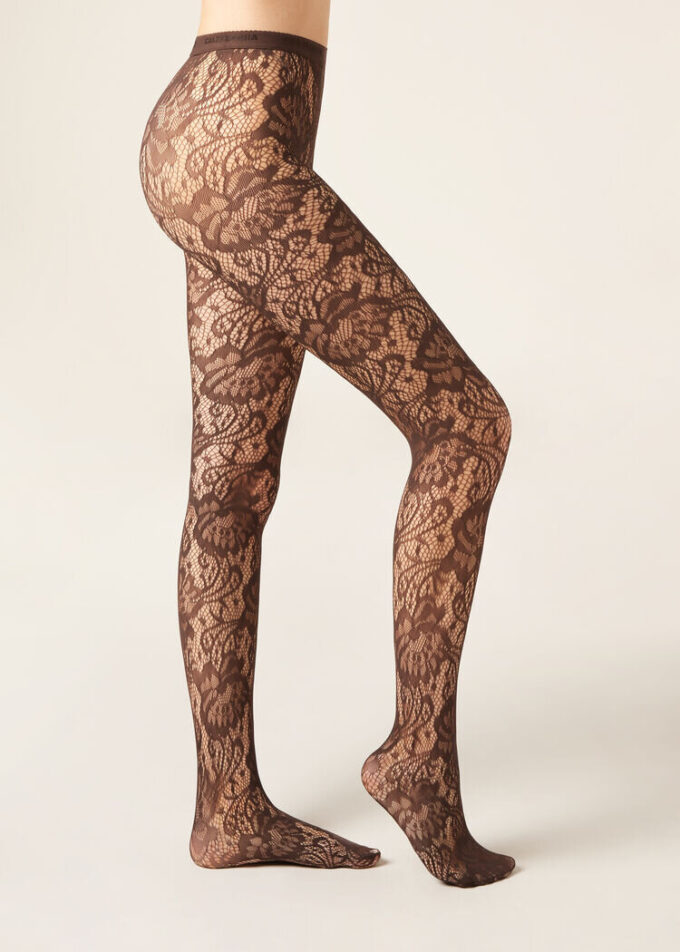 Strumpfhose mit Blumenmuster