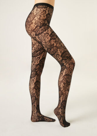 Strumpfhose mit Blumenmuster