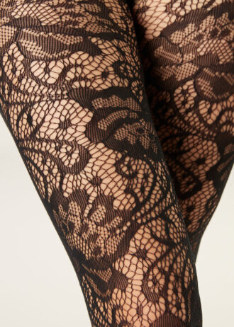 Strumpfhose mit Blumenmuster