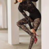 Strumpfhose mit Blumenmuster