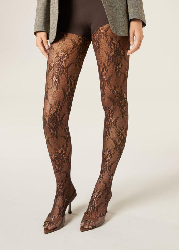 Strumpfhose mit Blumenmuster