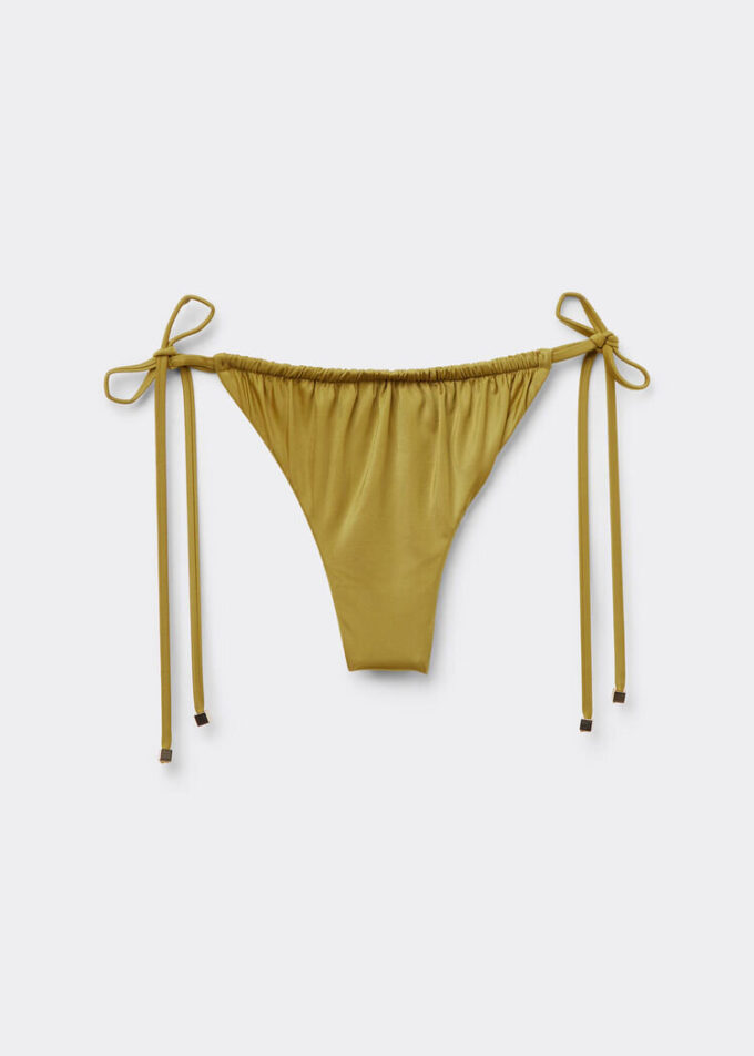 Tanga-Bikinihose aus glänzendem Satin