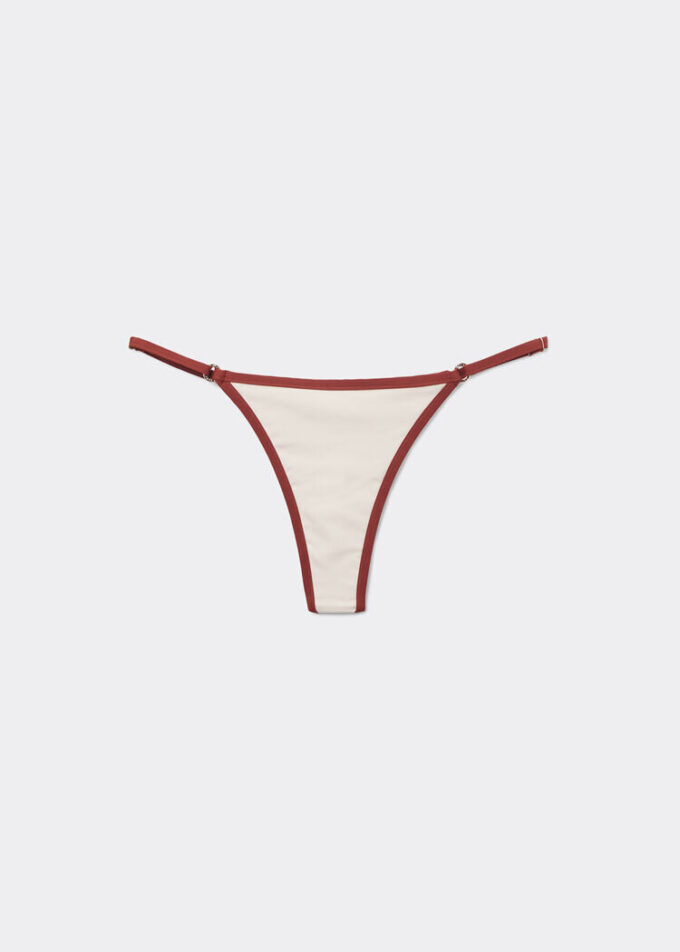 Tanga-Bikinihosen mit zweifarbiger Paspel