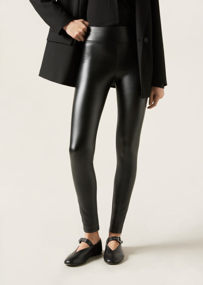 Thermal-Leggings aus Kunstleder