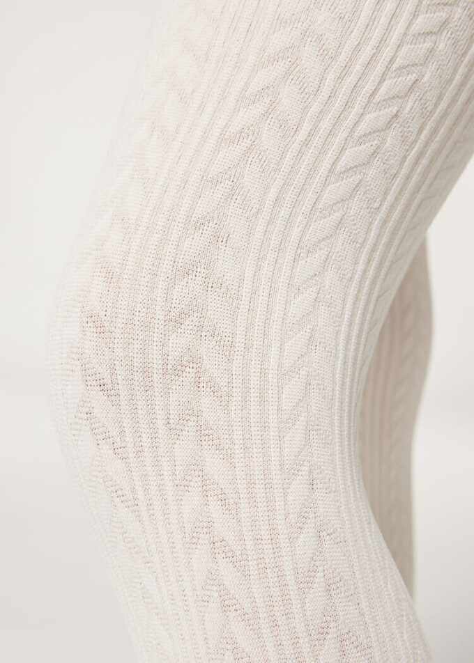 Thermal-Strumpfhose für Mädchen mit Zopfmuster