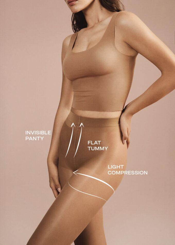 Transparente 30-Denier-Strumpfhose mit Control Top-Oberteil