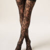 Transparente Overknee-Strümpfe mit Blumenmuster