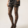 Transparente Overknee-Strümpfe mit Blumenmuster
