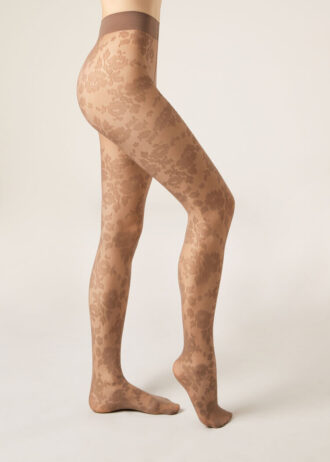 Transparente Strumpfhose mit Blumenmuster