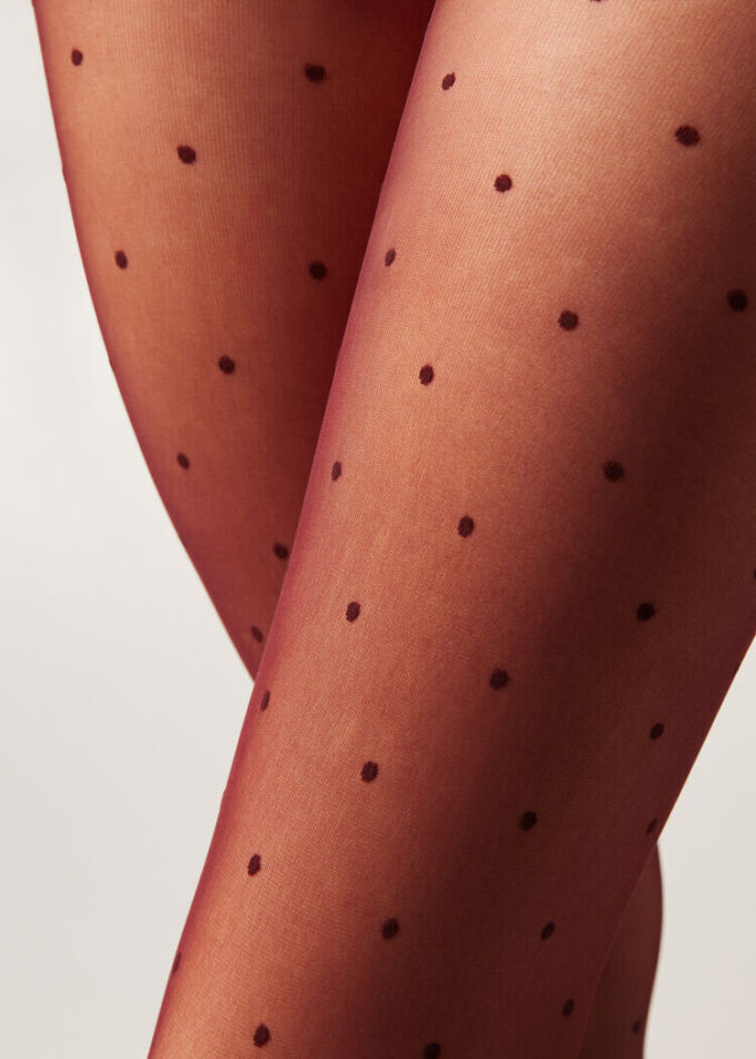 Transparente Strumpfhose mit Polka-Dot-Muster