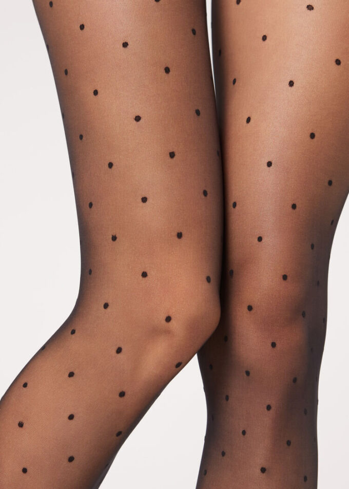 Transparente Strumpfhose mit Polka-Dot-Muster