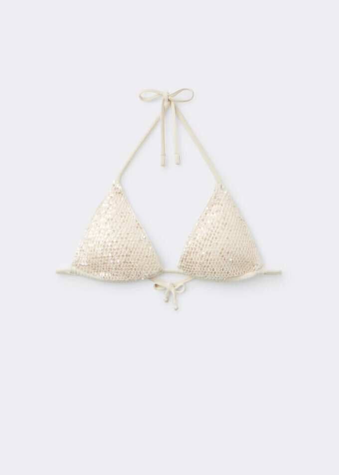 Triangel-Bikinioberteil aus Pailletten-Netz