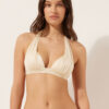 Triangel-Bikinioberteil mit abgestufter Polsterung, glänzender Satin