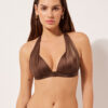 Triangel-Bikinioberteil mit abgestufter Polsterung, glänzender Satin
