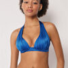 Triangel-Bikinioberteil mit abgestufter Polsterung, glänzender Satin