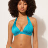 Triangel-Bikinioberteil mit abgestufter Polsterung, glänzender Satin