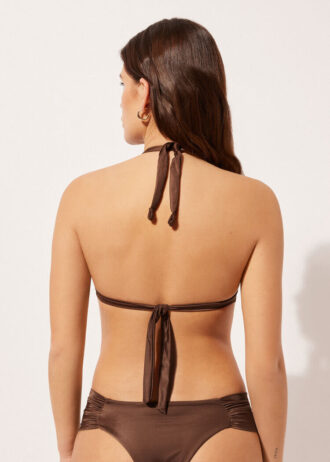 Triangel-Bikinioberteil mit abgestufter Polsterung, glänzender Satin