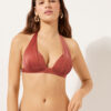 Triangel-Bikinioberteil mit abgestufter Polsterung, glänzender Satin