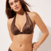 Triangel-Bikinioberteil mit abgestufter Polsterung, glänzender Satin