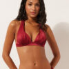 Triangel-Bikinioberteil mit abgestufter Polsterung, glänzender Satin