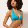 Triangel-Bikinioberteil mit abgestufter Polsterung, glänzender Satin