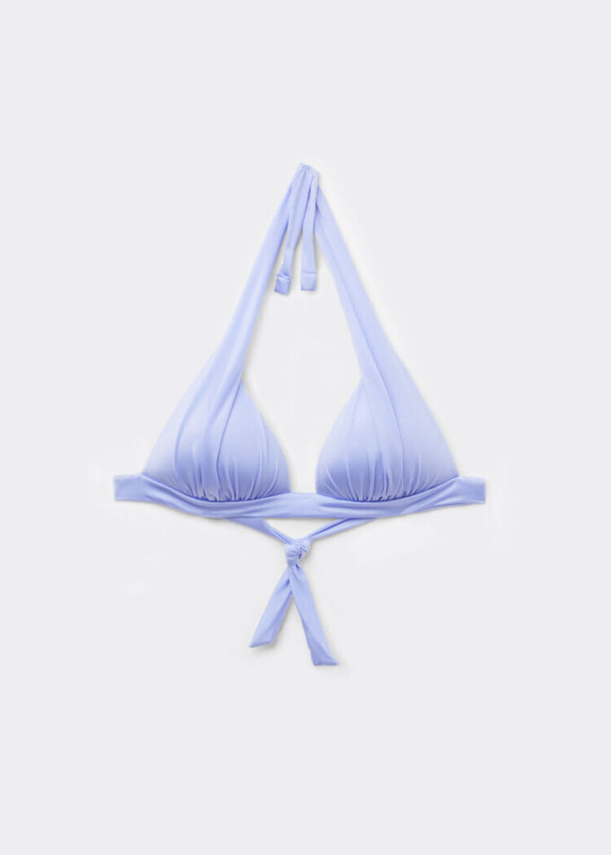 Triangel-Bikinioberteil mit abgestufter Polsterung, glänzender Satin