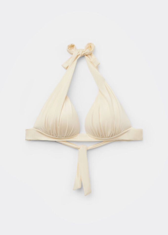 Triangel-Bikinioberteil mit abgestufter Polsterung, glänzender Satin