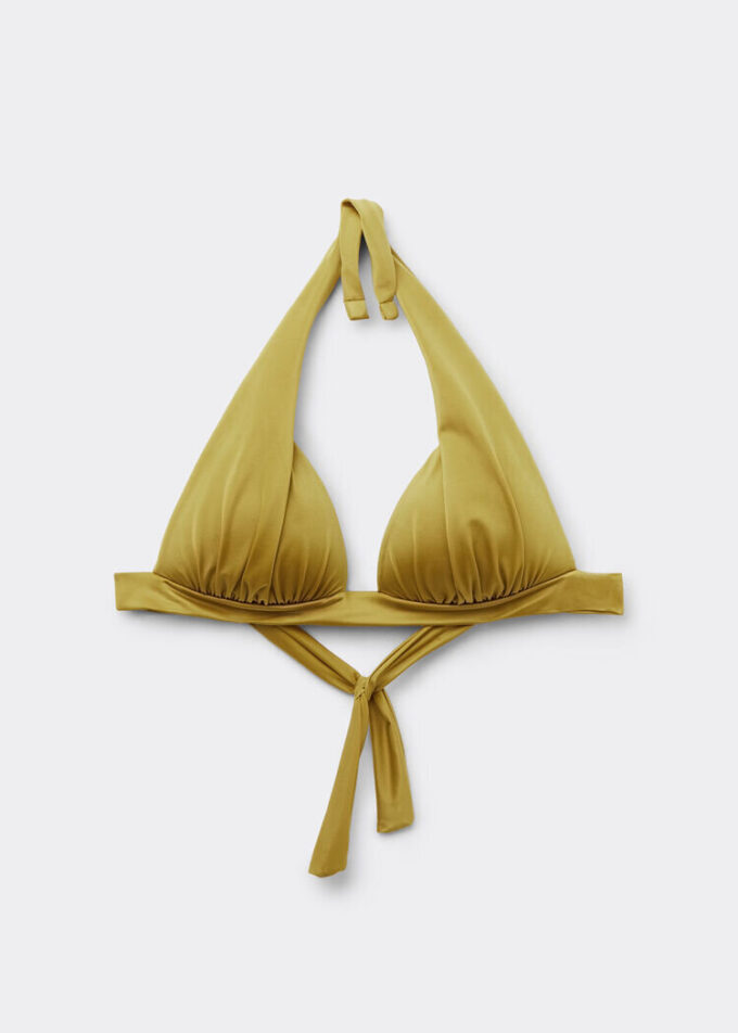 Triangel-Bikinioberteil mit abgestufter Polsterung, glänzender Satin