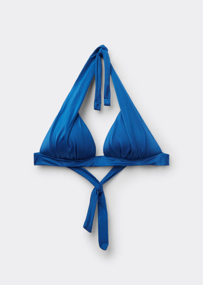Triangel-Bikinioberteil mit abgestufter Polsterung, glänzender Satin