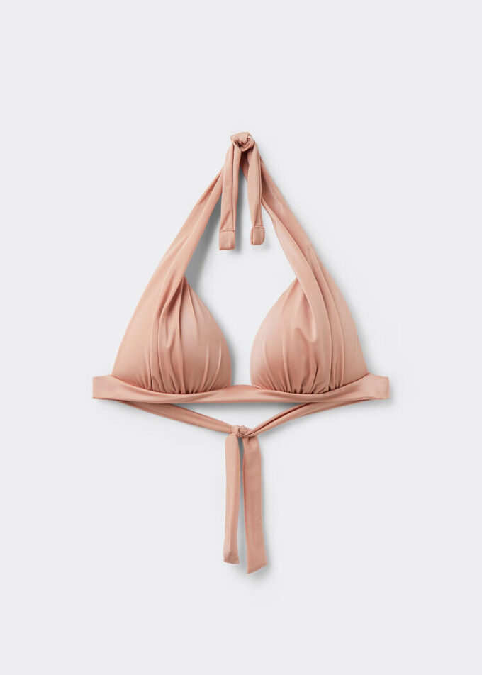 Triangel-Bikinioberteil mit abgestufter Polsterung, glänzender Satin