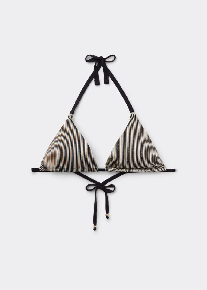 Triangel-Bikinioberteil mit goldenen Streifen