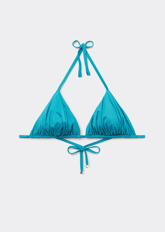 Triangel-Bikinioberteil mit herausnehmbaren Polstern aus glänzendem Satin