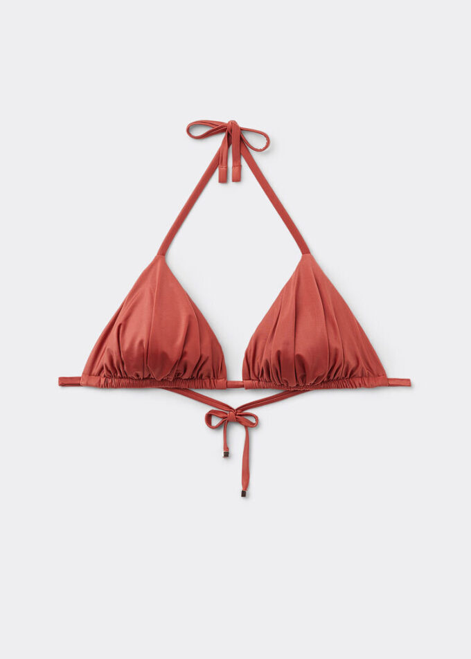 Triangel-Bikinioberteil mit herausnehmbaren Polstern aus glänzendem Satin