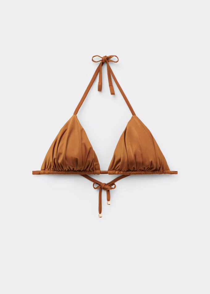 Triangel-Bikinioberteil mit herausnehmbaren Polstern aus glänzendem Satin
